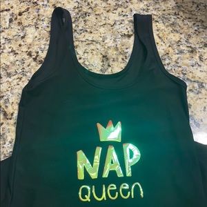 Nap Queen tank with holographic lettering